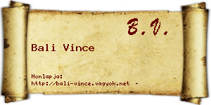 Bali Vince névjegykártya